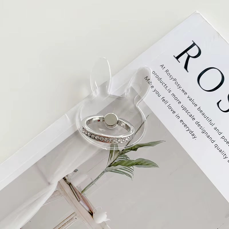 Anneau téléphone transparent effet diamant – Support rotatif 360° compatible iPhone