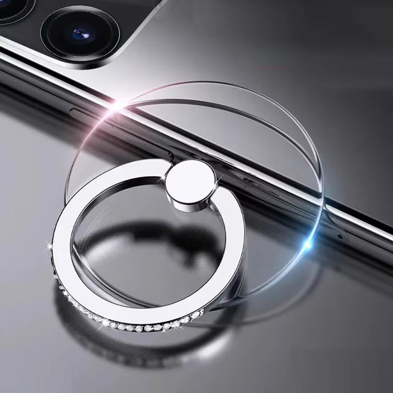 Cell Phone Ring Holder Stand Diamond Transparent Finger Grip Clear 360 Degree Rotation Kickstand Compatible Iphones