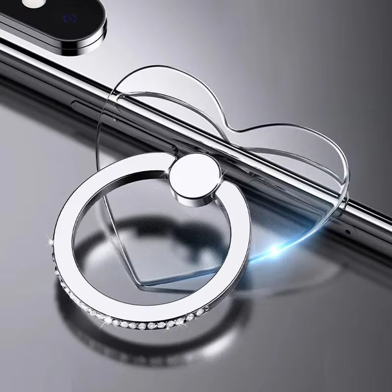 Cell Phone Ring Holder Stand Diamond Transparent Finger Grip Clear 360 Degree Rotation Kickstand Compatible Iphones