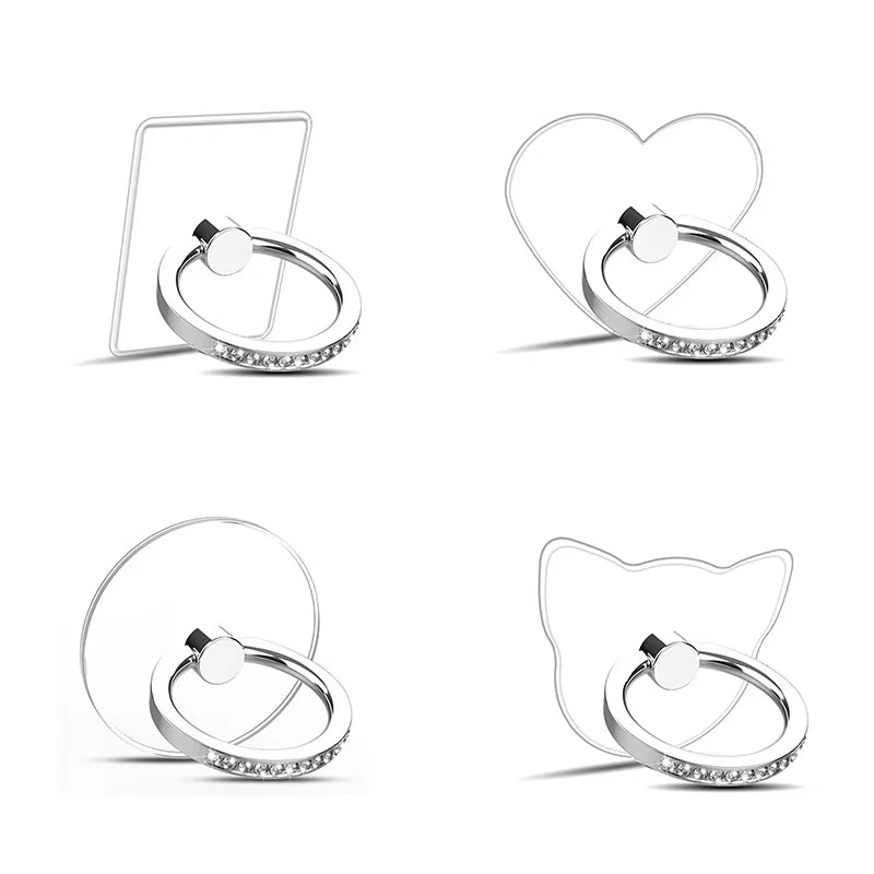 Cell Phone Ring Holder Stand Diamond Transparent Finger Grip Clear 360 Degree Rotation Kickstand Compatible Iphones