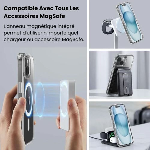 Coque MagSafe iPhone Transparente Anti-Choc Ultra-fine pour iPhone 16/15/14/13/12/11 Pro Max