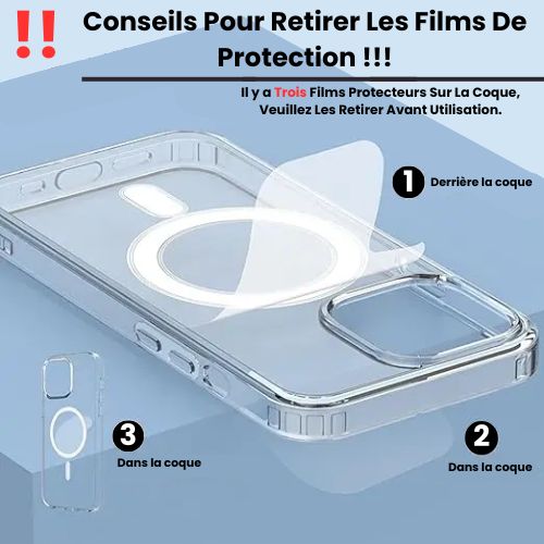 Coque MagSafe iPhone Transparente Anti-Choc Ultra-fine pour iPhone 16/15/14/13/12/11 Pro Max