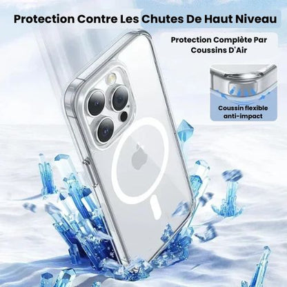 Coque MagSafe iPhone Transparente Anti-Choc Ultra-fine pour iPhone 16/15/14/13/12/11 Pro Max