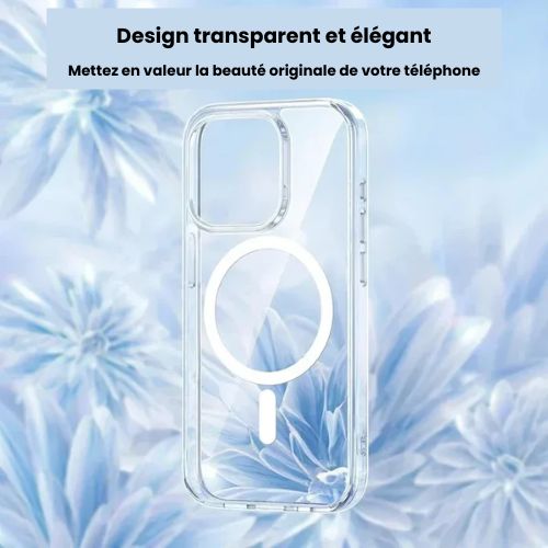 Coque MagSafe iPhone Transparente Anti-Choc Ultra-fine pour iPhone 16/15/14/13/12/11 Pro Max